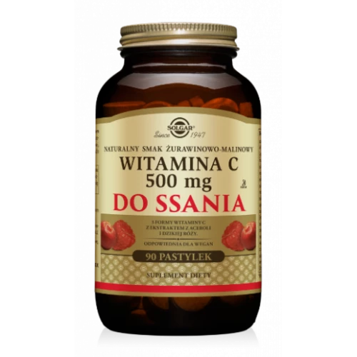 Solgar - Witamina C 500 mg do ssania s. żurawina – malina - 90 pastylek Solgar - Witamina C 500 mg do ssania s. żurawina – malina - 90 pastylek